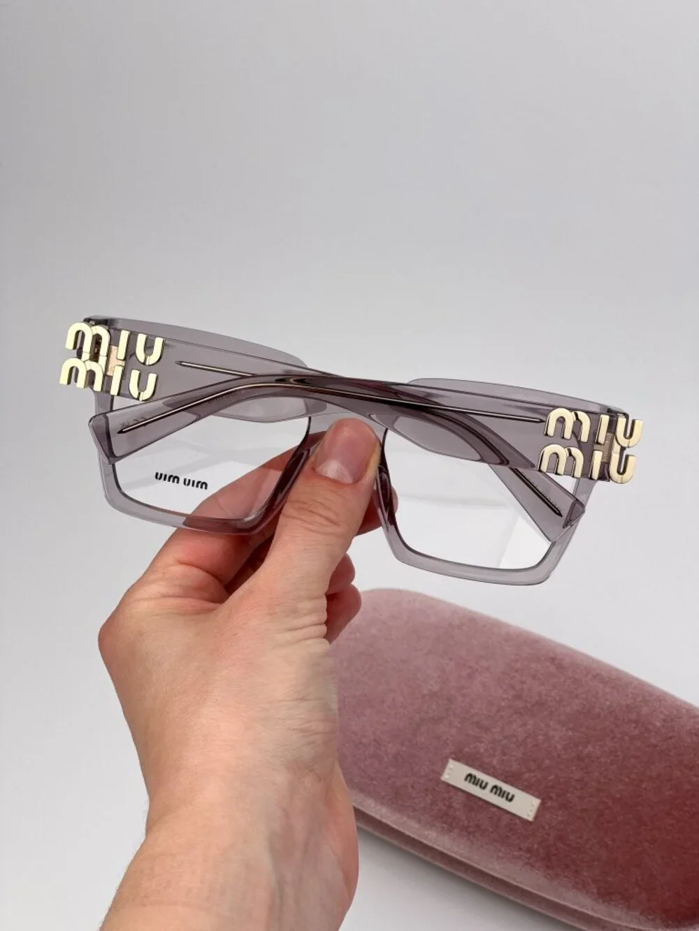 Miu Miu Women’s Eyeglasses Transparent Mauve Square Frames MU04UV 12W1O1 NEW
